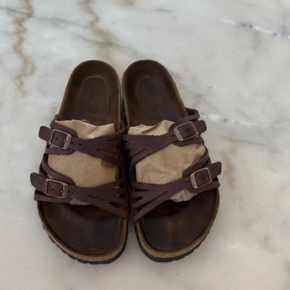 Birkenstock Women's Granada Soft Footbed Tobacco Oiled Leather Brown Sandals 6US - Picture 4 of 16